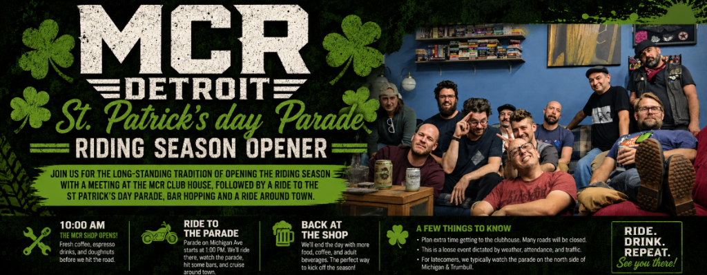 MCR Detroit St. Patrick’s day Parade; riding season opener