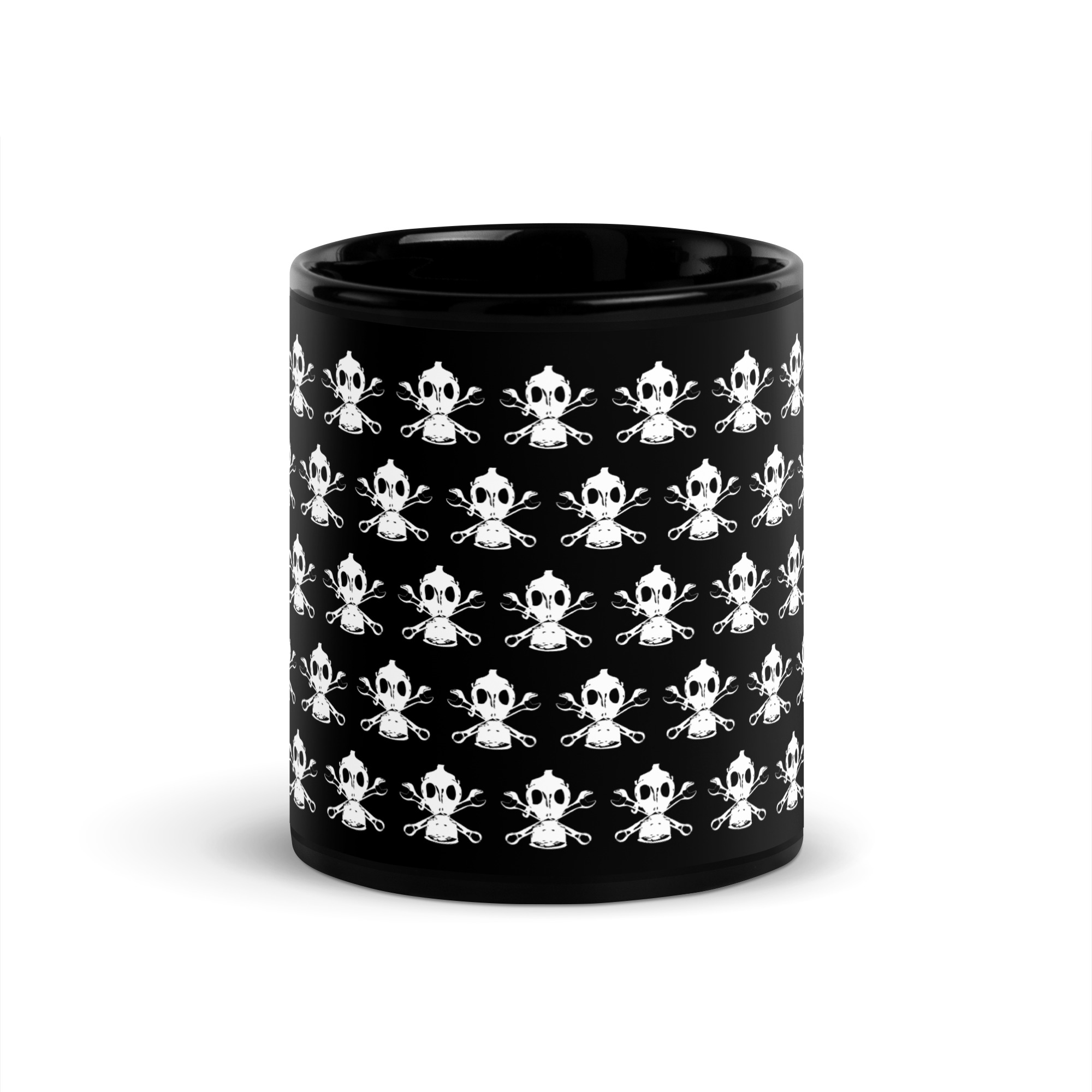 Motor City Riot Logo Pattern Black Glossy Mug - Image 3