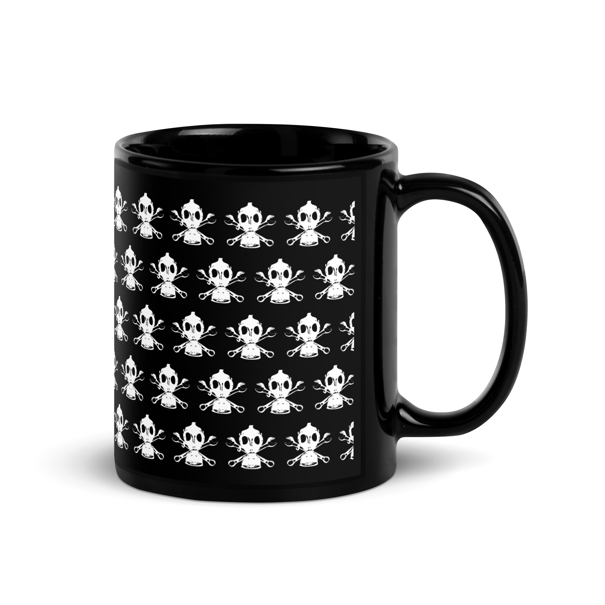 Motor City Riot Logo Pattern Black Glossy Mug - Image 2
