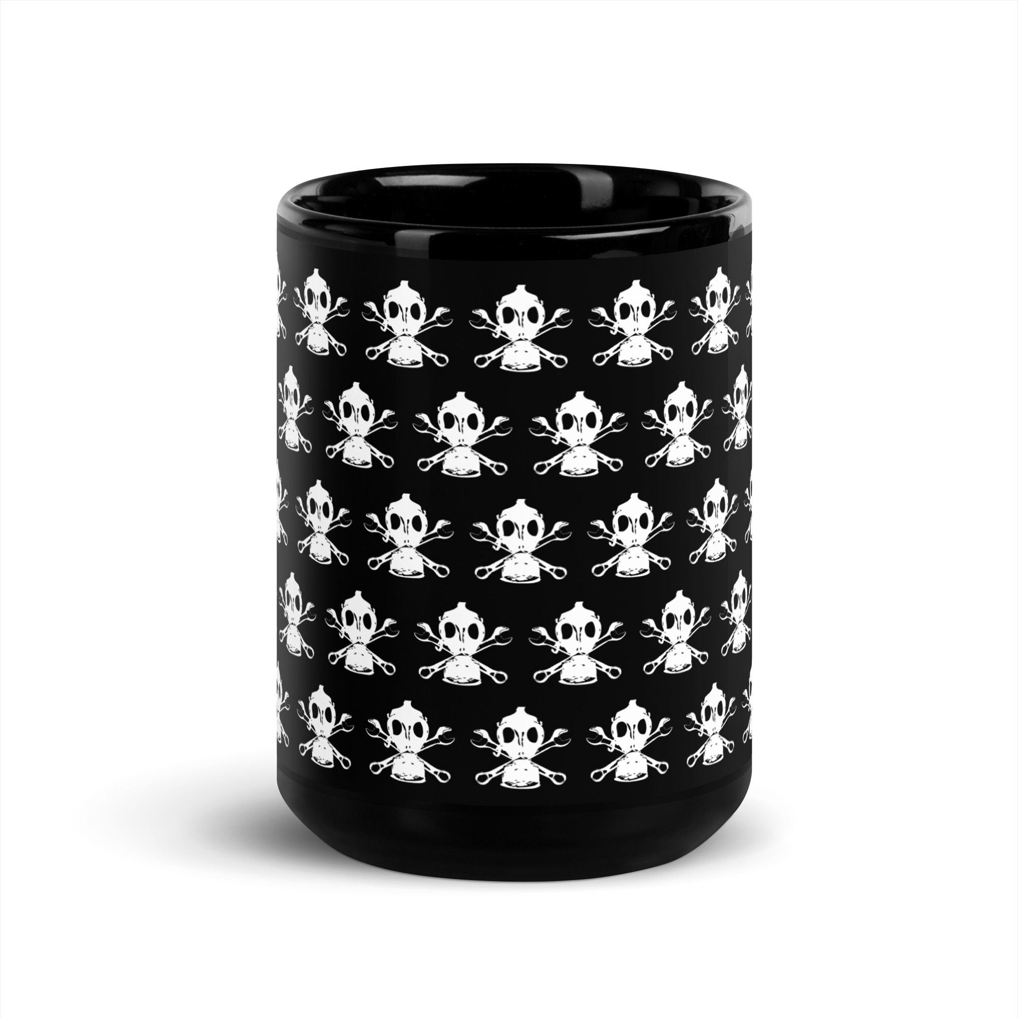 Motor City Riot Logo Pattern Black Glossy Mug - Image 5