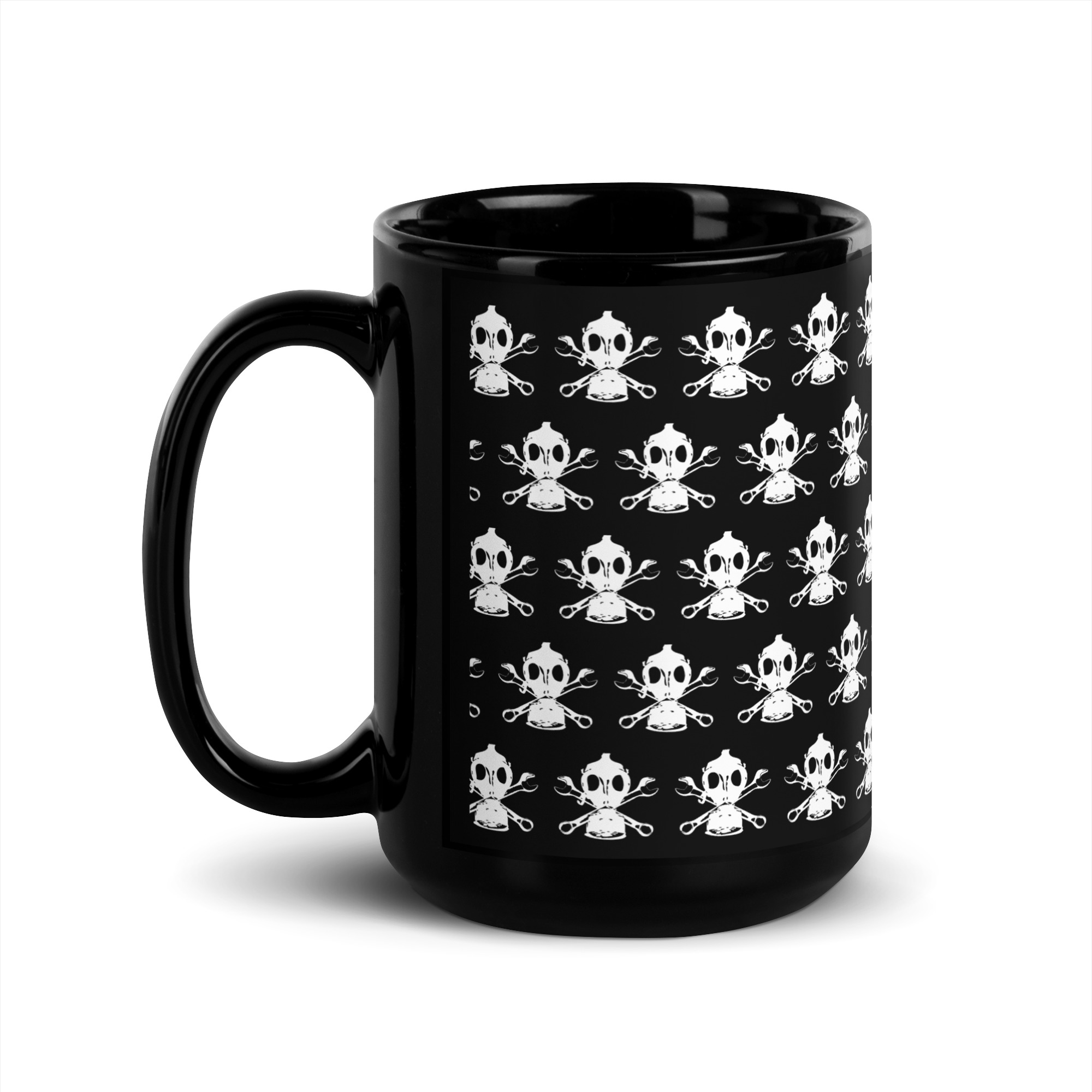 Motor City Riot Logo Pattern Black Glossy Mug - Image 6
