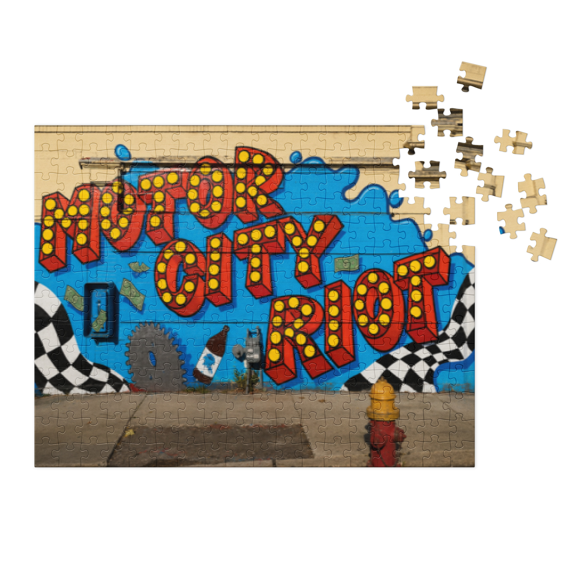 Motor City Riot Jigsaw puzzle with tin